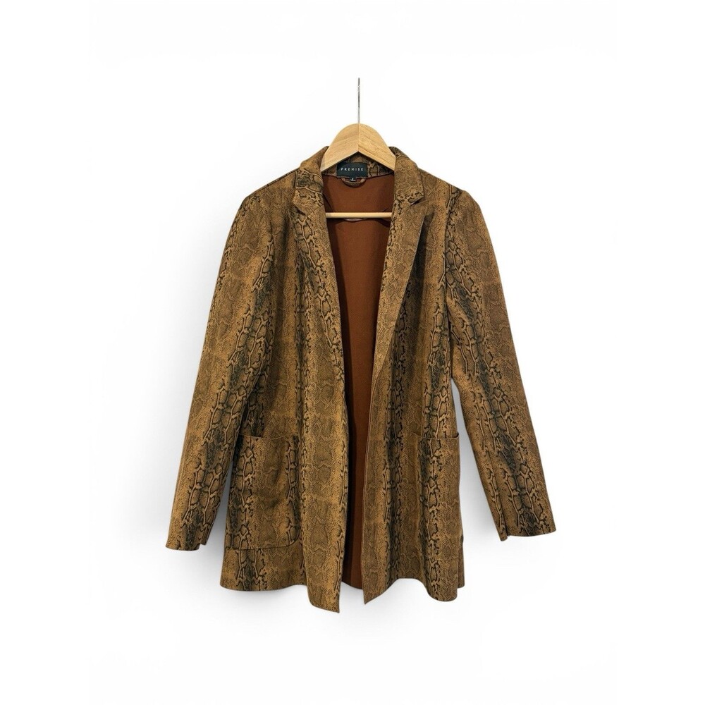 Premise Open Front Jacket/Blazer Faux Leather Snake Snakeskin Print Sz Small